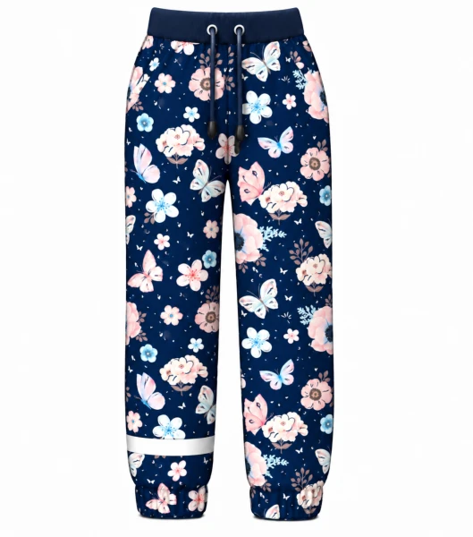 Spodnie softshell, kieszeń, motyle i peonie r. 122-146
